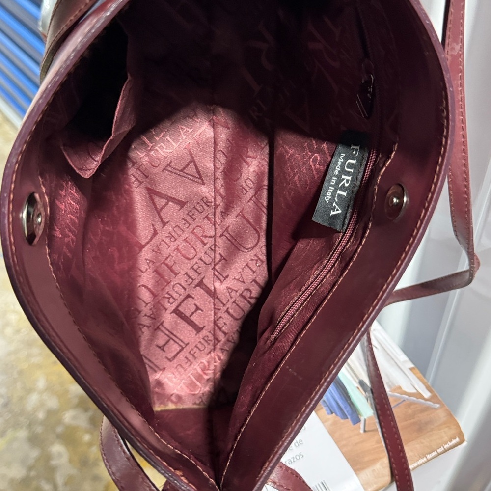 Furla Dark Red Leather Shoulder Bag - Picture 5 of 5